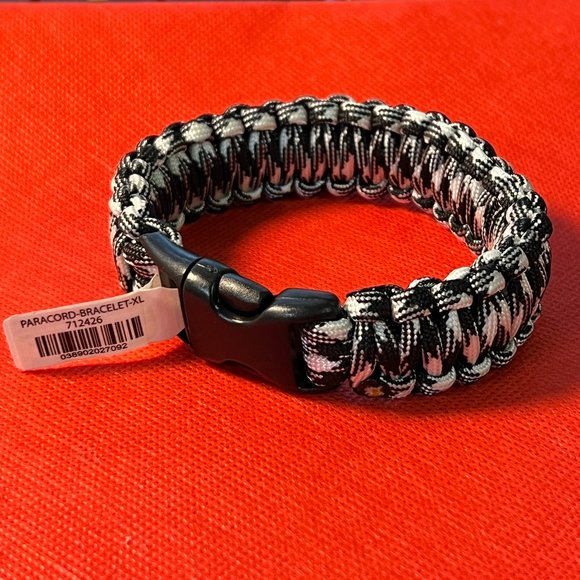 Black and White XL Paracord Bracelet 10.5 Inches - Picture 3 of 5
